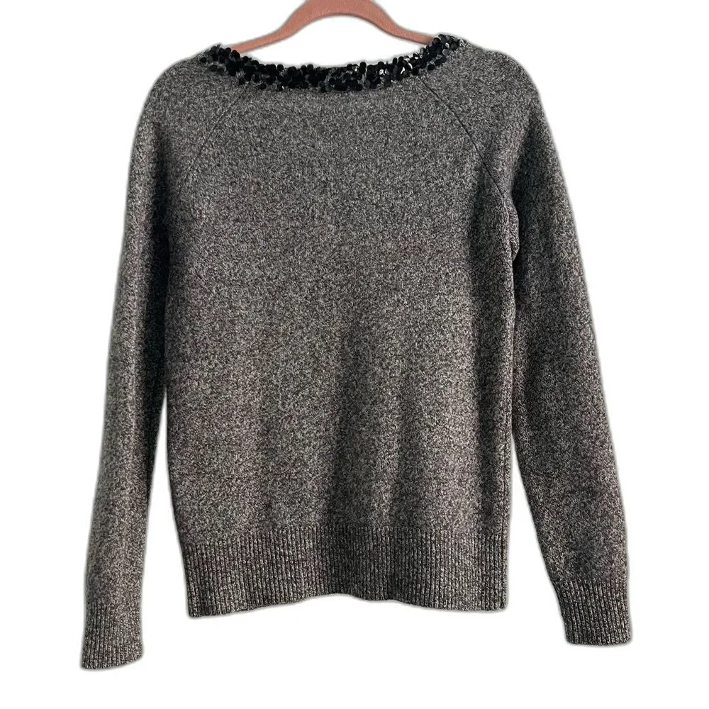 J.Crew Y2K Sequin Lambswool Sweater Cozy Grey Layer